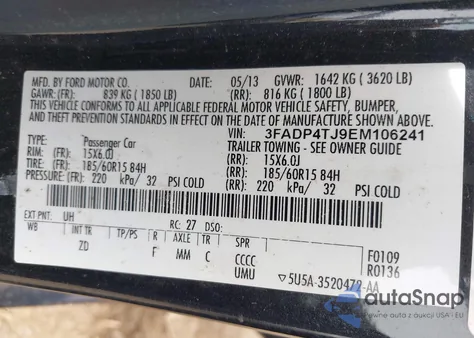 2014 Ford Fiesta S from USA, damaged, VIN 3FADP4TJ9EM106241